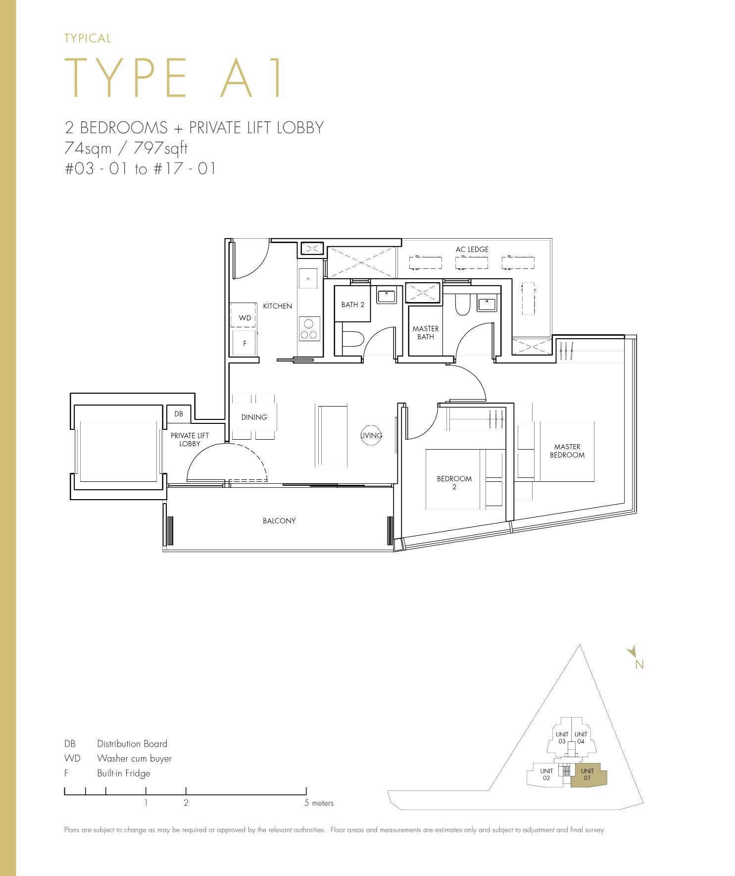 One Draycott 1 Bedroom Floor Plan 2